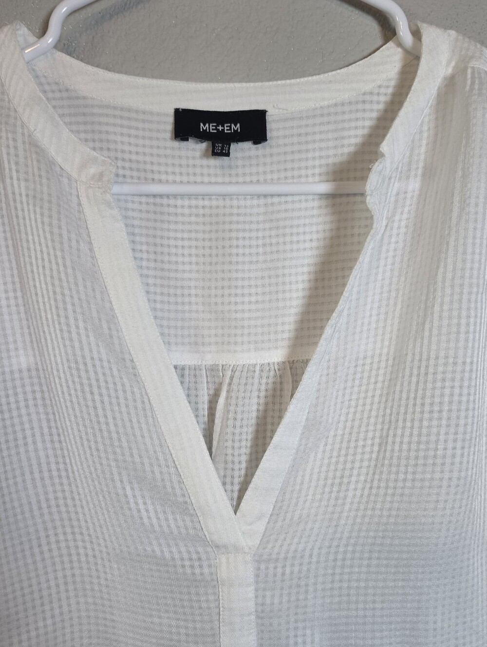 ​ME+EM White Cotton Ruffle V-Neck Blouse Size 10 Boho Cottagecore - Picture 3 of 8